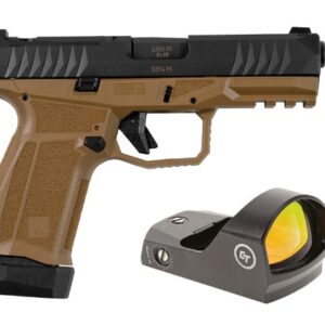 AREX DELTA M OR 9MM 1X15RD 1X17RD AMBI MAG AND SLIDE RELEASE 5X OPTICS PLATES FDE WITH CRIMSON TRACE RED DOT