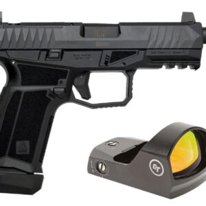 AREX DELTA X TACTICAL 9MM 1X17RD 1X19RD SUPPRESSOR HEIGHT SIGHTS 5X OPTICS PLATES BLACK WITH CRIMSON TRACE RED DOT