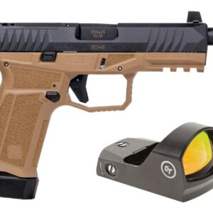 AREX DELTA X TACTICAL 9MM 1X17RD 1X19RD SUPPRESSOR HEIGHT SIGHTS 5X OPTICS PLATES FDE WITH CRIMSON TRACE RED DOT