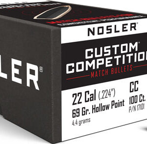 NOSLER BULLETS 22 CAL .224 - 69GR HP-BT CUSTOM COMP. 100CT