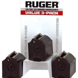 RUGER MAGAZINE 10/22 22LR - 10RD BLACK PLASTIC 3PACK