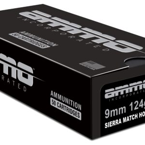 Ammo Inc Signature Match 9mm Luger Handgun Ammo - 124 Grain | Sierra Match HP | 50rd Box