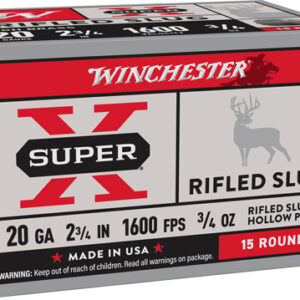WINCHESTER SUPER-X 20GA 2.75" - 3/4OZ RIFLES SLUG 15RD 10BX/CS