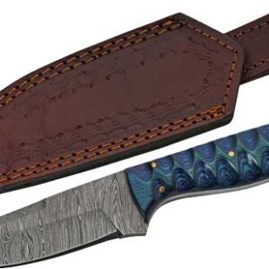 SZCO RITE EDGE 4" BLUE TWISTED - WOOD HUNTER DAMASCUS W/SHTH