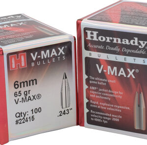 HORNADY BULLETS 6MM .243 - 65GR V-MAX 100CT 40BX/CS