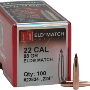 HORNADY BULLETS 22CAL .224 - 88GR ELD-M MATCH 100CT 25BX/CS