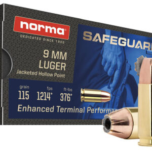 NORMA SAFEGUARD 9MM 115GR JHP 50/20