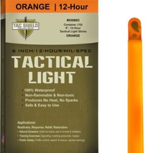 TAC SHIELD TACTICAL LIGHT - STICK 12 HOUR 6" ORANGE 10PK