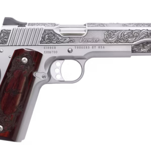 KIMBER 1911 PREMIER 45ACP PISTOL 5" STAINLESS ENGRAVED, ENGRAVED ROSEWOOD GRIP 1-7RD 1 OF 200