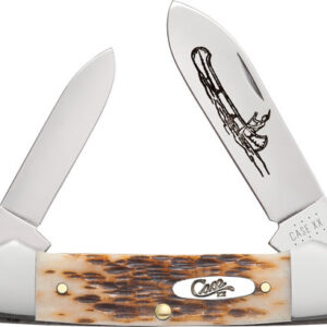 CASE KNIVES AMBER BONE PEACH - SEED JIG CANOE