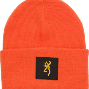 BROWNING STILL WATER BEANIE - BLAZE ORANGE W/BUCK MARK PATCH