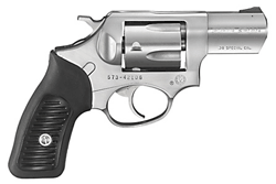 RUGER SP101 38SPEC+P 2.25" FS - STAINLESS BLACK RUBBER