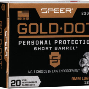 SPEER GOLD DOT SHORT BBL 9MM - LUGER +P 124GR GDHP 20RD 10B/C