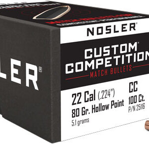 NOSLER BULLETS 22 CAL .224 - 80GR HP-BT CUSTOM COMP. 100CT