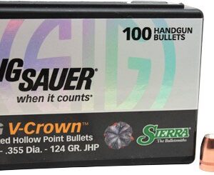 SIERRA BULLETS 9MM .355 - 124GR JHP SIG V-CROWN 100CT