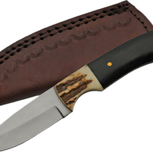 SZCO RITE EDGE 7" STAG HORN - HUNTING KNIFE LEATHER SHEATH