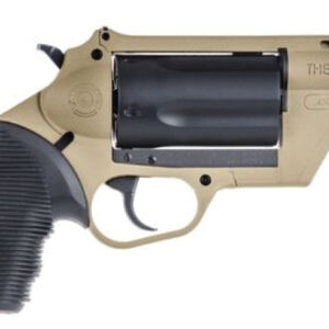Tan revolver-style handgun with a black grip labeled 'THE JUDGE'.