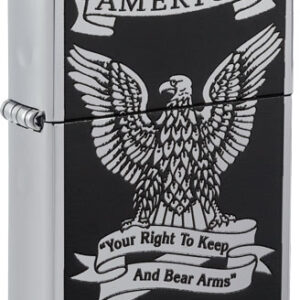 ZIPPO WINDPROOF LIGHTER EAGLE - RIGHT TO BEAR ARMS