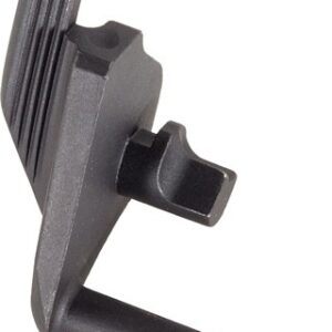 Plastic mounting lever with a ribbed circular end and a protruding pin attached to a cylindrical rod.