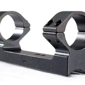 Double-ring rifle scope mount on a base, used to attach a scope to a rifle outside of a rail system.