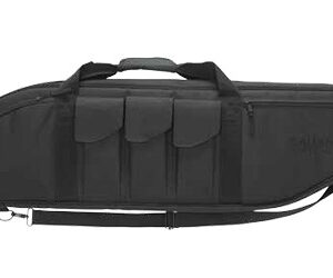 Black soft instrument case with a carrying handle, adjustable shoulder strap, and exterior pockets for accessories.