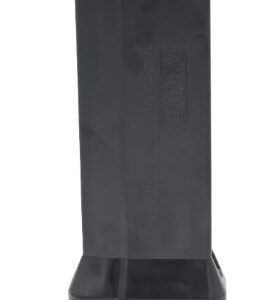 Tall, dark gray vertical plastic device with a light gray top cap and a small base tray at the bottom.