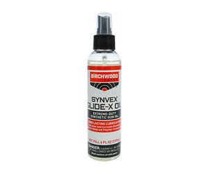 Spray bottle of Birchwood SynVEX Slide-X Oil, a lubricant for precision mechanisms.