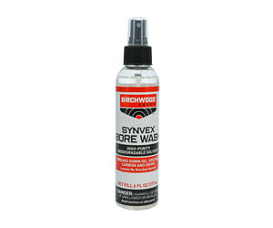 Birchwood SynVex Bore Wash spray bottle with red label and black spray nozzle.