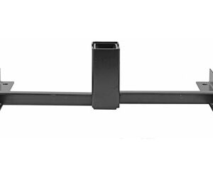 Heavy-duty metal wall-mount bracket with a long crossbar and two end flange plates, designed to support or mount equipment.