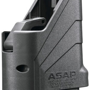 Gray ASAP double-stack magazine loader in plastic, used to speed up firearm magazine loading (functional image).