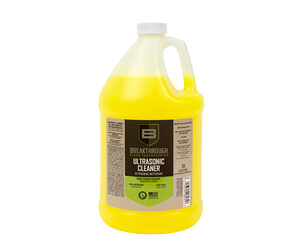 Yellow gallon bottle of Breakthrough Ultrasonic Cleaner with white cap and green label.