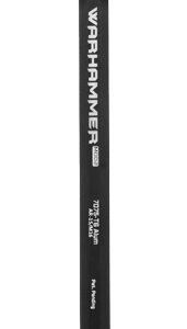 Ice climbing tool with a black shaft labeled 'WARHAMMER' and orange adze heads on top; used for ice or mixed climbing.