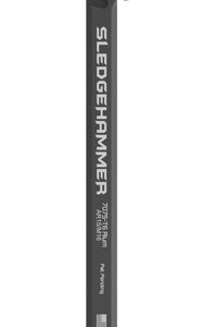 Ice axe with black shaft labeled SLEDGEHAMMER and brown grip, designed for mountaineering use.