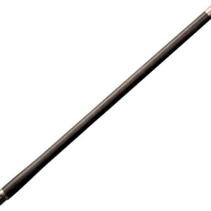 Long carbon fiber rod with metal end caps, isolated on white background.