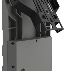 Gray modular electrical relay/contactor with a terminal block and mounting base, used in control panels