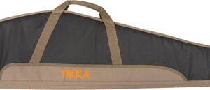 Long beige and dark brown rifle case with two handles and the TIKKA logo.