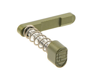 Spring-loaded locking pin with olive-green plastic ends and a visible metal coil spring.