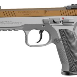 CZ Shadow 2 Compact semi-automatic pistol with bronze slide, gray frame, and textured grip.