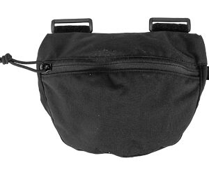 Black nylon fanny pack with a zippered front pocket and an adjustable waist strap.
