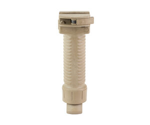 Beige plastic barbed hose connector with ribbed shaft and twist-lock top, a quick-connect fitting for irrigation systems.