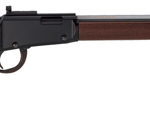 Lever-action rifle with wooden stock and long barrel, shown in left-side profile