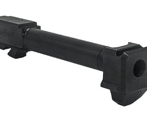 Black pneumatic cylinder with end mounting brackets for linear actuation