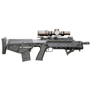 Battle rifle with scope mounted on top and a bipod, shown in a side view for reference or purchase context