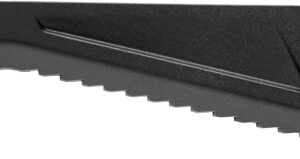 Ergonomic handheld saw with a curved black handle and a serrated blade for cutting.
