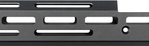 Dark gray slotted mounting rail with multiple elongated slots for adjustable hardware mounting