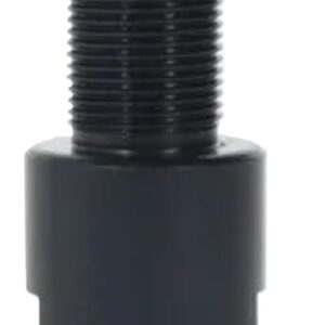 Black plastic threaded adapter with male threads on top and a smooth cylindrical base