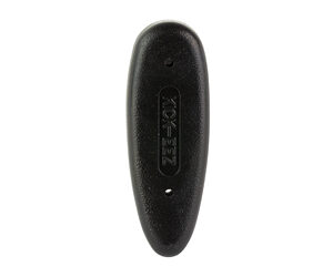 Back view of a small black handheld remote or control with a vertical label on its back surface.
