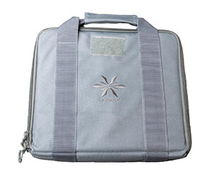 Light blue soft-sided bag with two gray handles, a zip closure, and a small front logo.