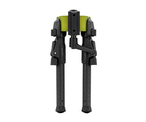 Compact foldable camera stand with two black legs and a lime-green top, designed to support a small camera or action cam.