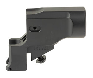 Black polymer firearm sight mount with clamp and mounting screw for attaching a scope or optic to a rifle rail.